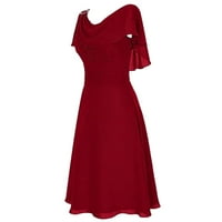 Haljine za žene COWL vrat Ljetne haljine za žene Trendy s kratkim rukavima Tunička haljina crvene rufffle