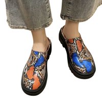 Žene ravne cipele modne jesenske žene casual cipele okrugli nožni zmijski ispis Srednje potpetica debela