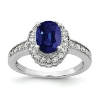 Čvrsta 14k bijelo zlato 8x ovalni safir plavi rujan dragi dijamantski angažman prsten veličine 6