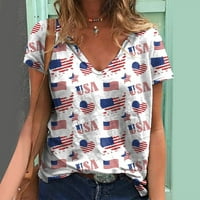 Gyujnb Ženske vrhove Četvrtih srpnja Košulje za žene Američke majice zastava Grafičke majice za žene