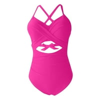 Ženski kupaći kostimi seksi križ bikini Halter izdubljenog kupanja boja blokada jedno kupanje za žene ružičasto l