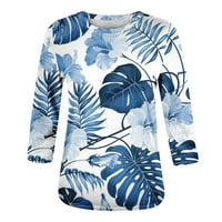 Bluze sksloeeeg za žene plus veličine cvijeće tiskane rukave s rukavima Crewneck pulover majica s labavim