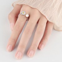 Prstenovi za žene Sterling Srebrni anksiozni prsten za žene prilagodljivi otvoreni kubični cirkonijski