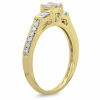 DazzlingRock kolekcija 0. Carat 14K princeza, baguette & okrugli dijamantni prsten za angažman CT, žuto zlato, veličine 9
