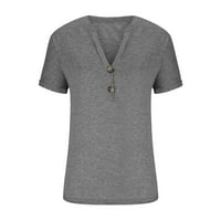 Bazyrey Womens Crew vrat Ležerne prilike pune bluze Ženska majica s kratkim rukavima Sive s