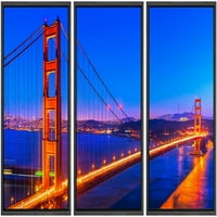 Zid uokviren platna Print Wall Art Set Neon Vibrant San Francisco Golden Gate Most Priroda Cityscape