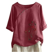 Majice za žene Trendy Dressing Ležerne prilike sa rukom Vrući bočni gumb Cvjetni fit tiskani TOP Ležerne