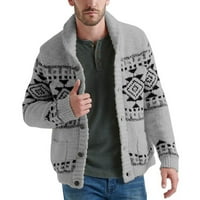 Gemijacka Muška ovratnik Cardigan džemper s višebojnim dugmem dolje pleteni džemperi sa džepovima