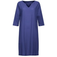 ManXivoo mini haljina pamučna i posteljina kratki rukav poluvremeni ženski V izrez mini haljina u obliku