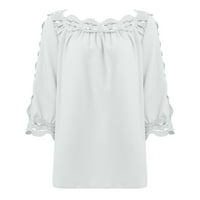 Bazyrey ženske kratkih rukava okrugla izrez bluza ženski povremeni puni ljetni tunici T-majice bijeli 2xl