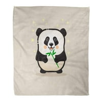 Flannel bacaje pokrivač slatka panda medvjeda bambusova siva lijepa zabavna malo mekanog za krevet i
