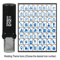 Printtoo Personalizirano Ikone za vjenčanje za vjenčanje okrugle gumenu žigu samo tinter stamper -blue