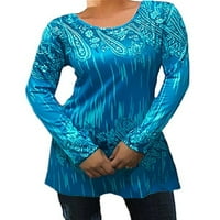 Plus size Ženska majica s dugim rukavima Tunic Dame Crew vrat Ležerne prilike Bluze Majice Tamno plava