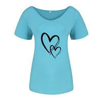 Ljetne košulje za žene Osnovna odjeća za djevojke kratki rukav plovilo V V izrez bluza za bluzu Heart