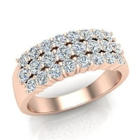 14K Rose Gold izjava za žene za žene Tri reda dijamant modni prsten 0. CT