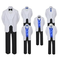 5- Formalno crno bijelo odijelo set Royal plavi luk kravate prsluk dječak za bebe