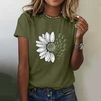 Ženska suncokret ljeto majica plus veličina labava bluza vrhova djevojka kratki rukav Grafički casual
