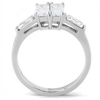 LUXE nakit dizajnira ženski prsten za angažman od nehrđajućeg čelika sa pravokutnim kubičnim cirkonijom