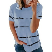 Cieken Fashion Wose Labavi majica kratkih rukava Okrugli vrat Stripe Print Tops majica za žene