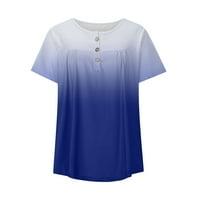 Ljetne tuničke vrhove za žene plus veličine Ombre majice kratki rukav majica na pola gumba bluze modne