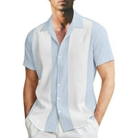 Muška modna slobodno vrijeme Patchwork rever casual gumb dolje majica Majica kratkih rukava