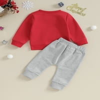 Bagilaanoe Toddler Baby Božićna odjeća Santa Claus Ispis dukserica s dugim rukavima Tors + Duksevi 3T
