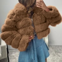 Žene FAU kaput Funffy Cropped jakna plus veličine Zip up zimska topla nejasna jakna fleece gornja odjeća