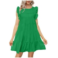 Ženska haljina Mini kratki rukav Mini tiskani ljetni okrugli izrez Haljina zelena 3xl