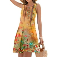 Sksloeg Ženske kratke haljine cvjetno tiskano ljeto na plaži sandress šuplji vrat Mini haljina casual