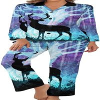 Čarobna jelena Silhouetta ženski pajamas set gumb dolje za spavanje PJ set loungewear noćno odijelo