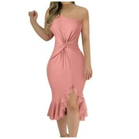 Lashall haljine za žene, ženska modna seksi dresa od pune boje, ružičasta, xxxl