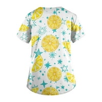 Ženski bluze Ženski ispis kratkih rukava V-izrez V-izrez Voće Print Radni džep bluza Žuta l