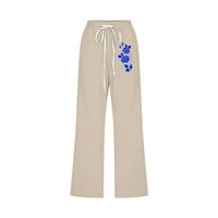 Kiplyki Veleprodaja ženske kaprise cvjetne tiskane elastične labave hlače ravno široke pantalone za