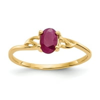 14k žuto zlatni prsten sa kamenjem juli Ruby ovalni crveni, veličine 5