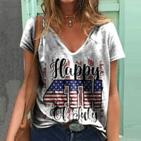 Žene vrhovi Ženski ljetni vrhovi Ležerni modni kratki rukav V rect majica na majicama narezinu američku