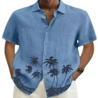 Seksi ples mens bluza revert vrat majica s majicom niz ljetne majice Mekani majica za odmor plavi xl