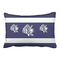 Winhome Rectangl bacač jastuk navlake bijele ribe na obalnim jastučićima za meku mornaricu od poliestera