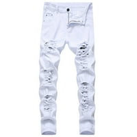 Miluxas muns plus veličine hlače za čišćenje muški jesenski traper pamuk ravne rupe rupe za rupe Jeans