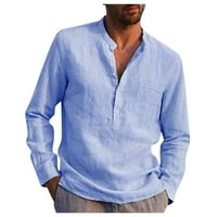 Košulje za muškarce Ležerne vode ovratnika Čvrsta košulja Džepne pamučne košulje dugih rukava