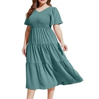 Ženska haljina kratkih rukava Crew Crw Solid Print Mini haljina zelena XXL