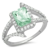 2.1ct smaragdni rez zeleni simulirani dijamant 14k bijelo zlato Angažovanje halo zvona veličine 6.25