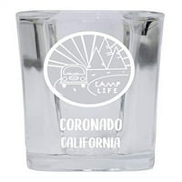 Coronado California Suvenir Laserski gravirani kvadratni liker Show stakleni kamp Životni dizajn