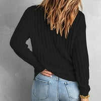 Ženske pad modnih pad džempera za žene s dugim rukavima Crewneck pletenica izdubljeni džemperi Čvrsti