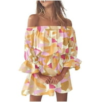 Ljetne haljine plaža od ramena Tunika Ležerne prilike sa labavim fit zvonilom mini cvjetnim haljinama