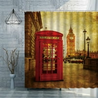 London Big Ben Crvena telefonska kabina Retro kupatilo za tuš za tuš vodootporni poliesterski tkanini