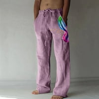 Aaiymet Muška vježba pantalone i tiskane džepove čipkaste hlače Velike veličine hlače hlače