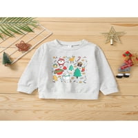 Dječji dječaci Dječji duks dugih rukava Crewneck Majica Labavi pulover vrhova Božićna bluza