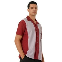 TIAOBUG MENS Retro bluza Kuglana košulja Striped kratka rukava majica