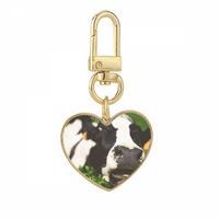 PCUTU Animal Cow Gold Gold Heart Cheetchain Držač za ključeve