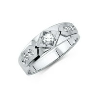 Jewels 14k bijeli zlatni prsten okrugli kubični cirkonij CZ Muška godišnjica vjenčani vend veličina